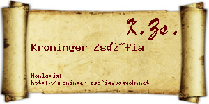 Kroninger Zsófia névjegykártya